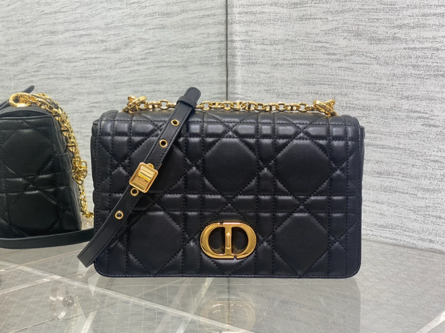 Dior Caro Bag Black Leather
