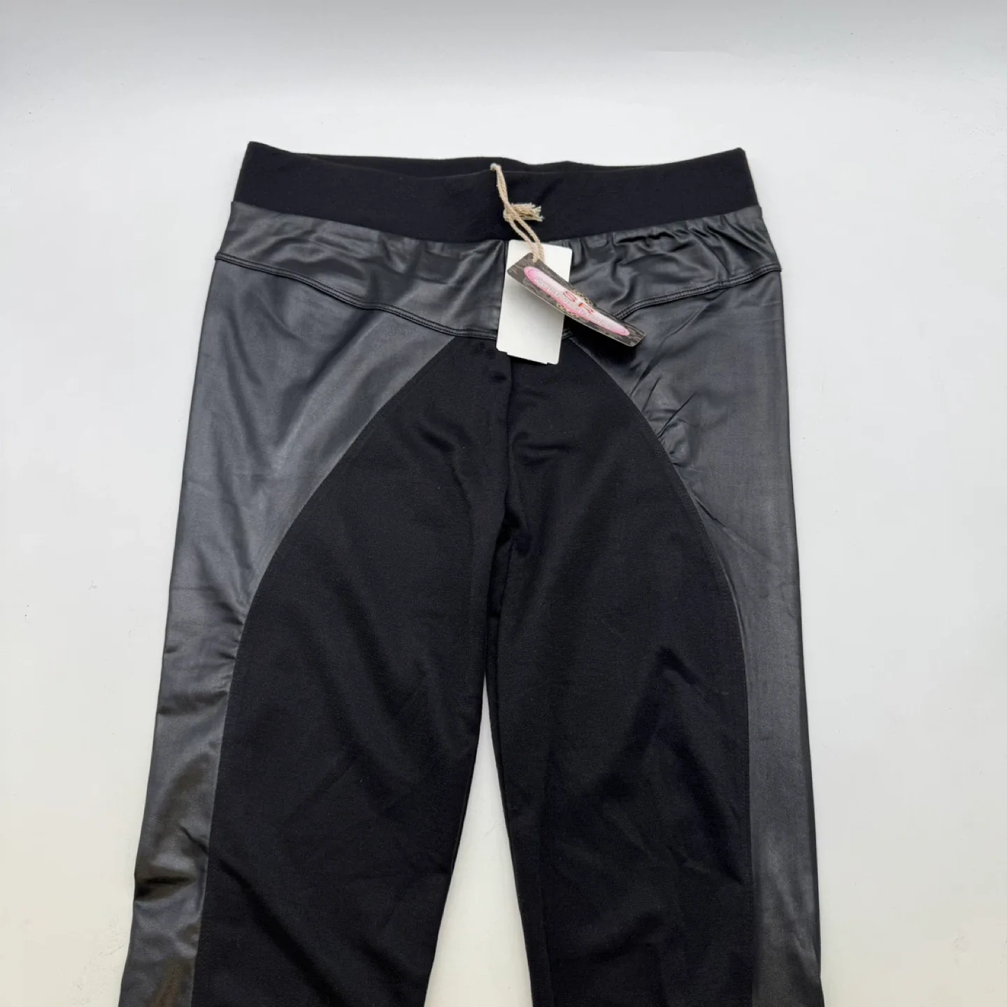SR Stretch Black Faux Leather Panel Leggings Women's Size 1X image indicator(3)
