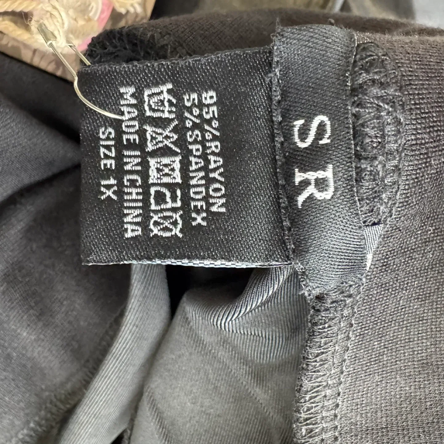 SR Stretch Black Faux Leather Panel Leggings Women's Size 1X image indicator(6)