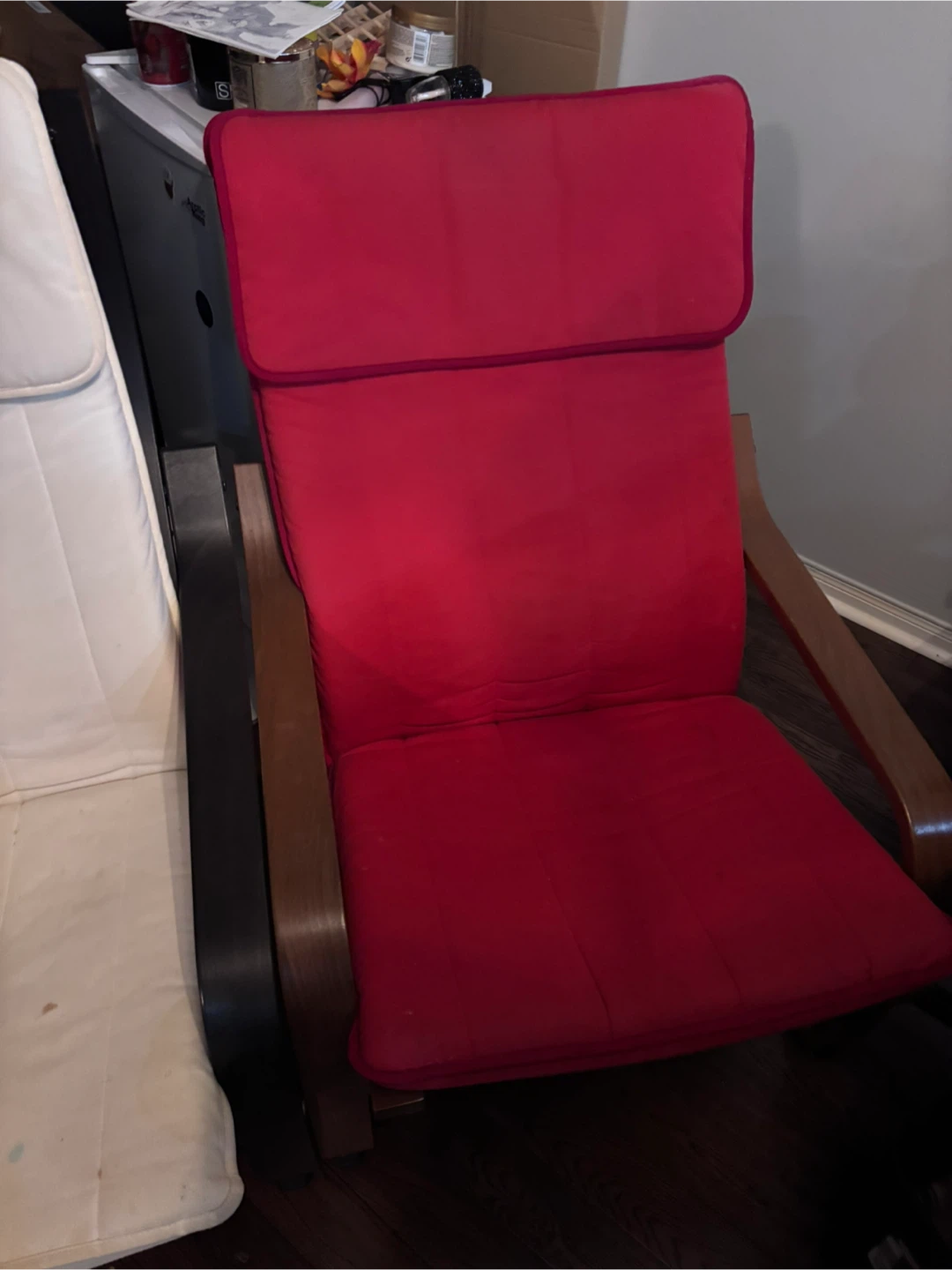 IKEA Poang Chair - Off White and red