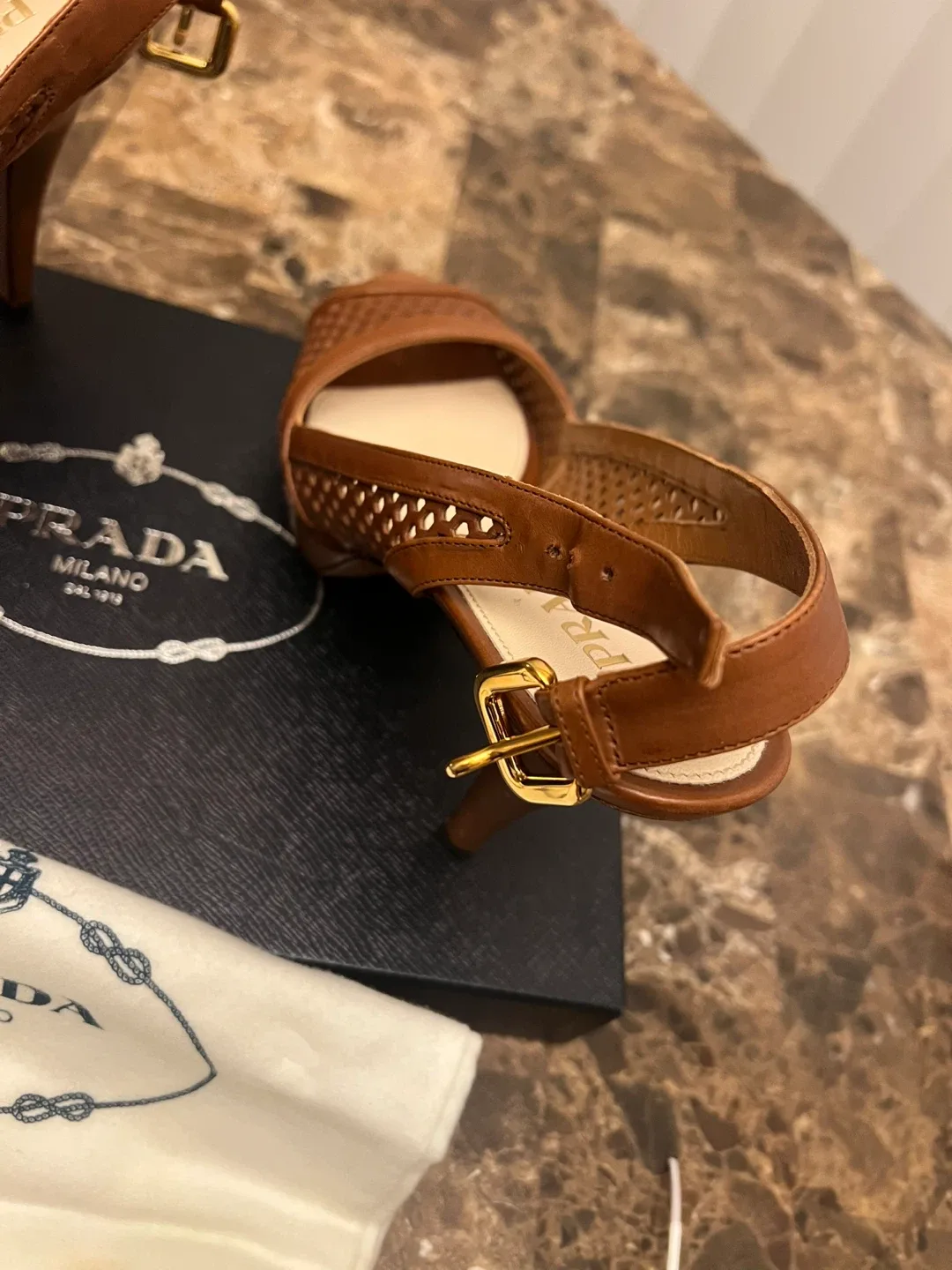 Prada Brown Leather Heels - Size 36 image indicator(4)