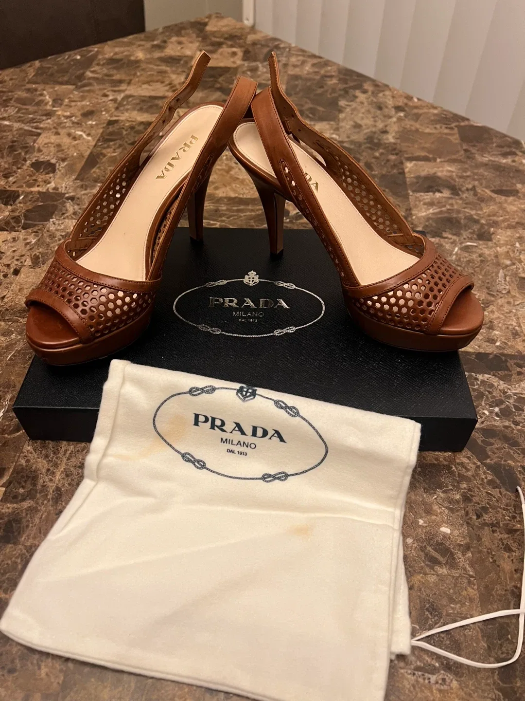 Prada Brown Leather Heels - Size 36 image indicator(5)