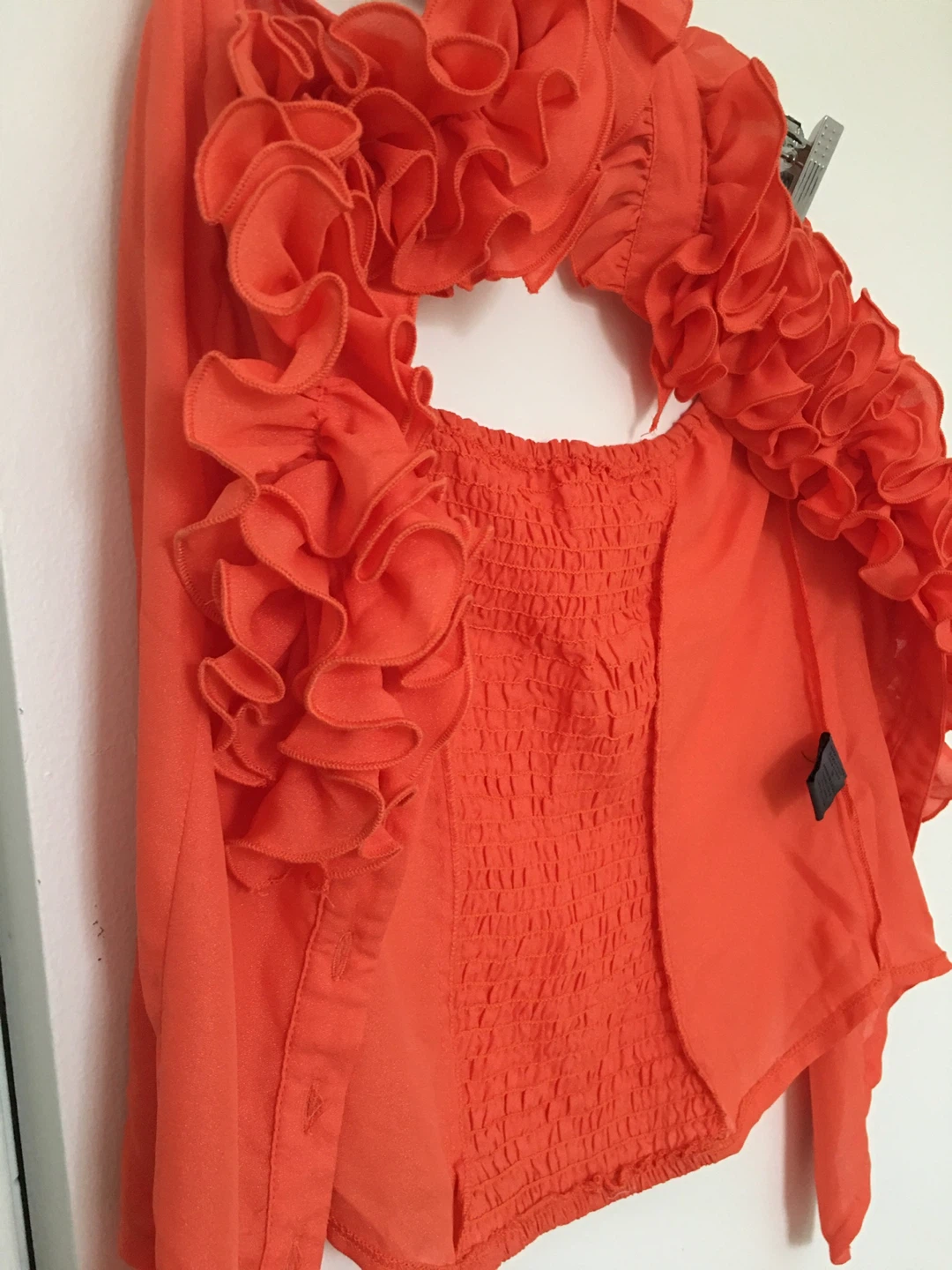 Coral Ruffle Halter Top - Size Small - photo 3