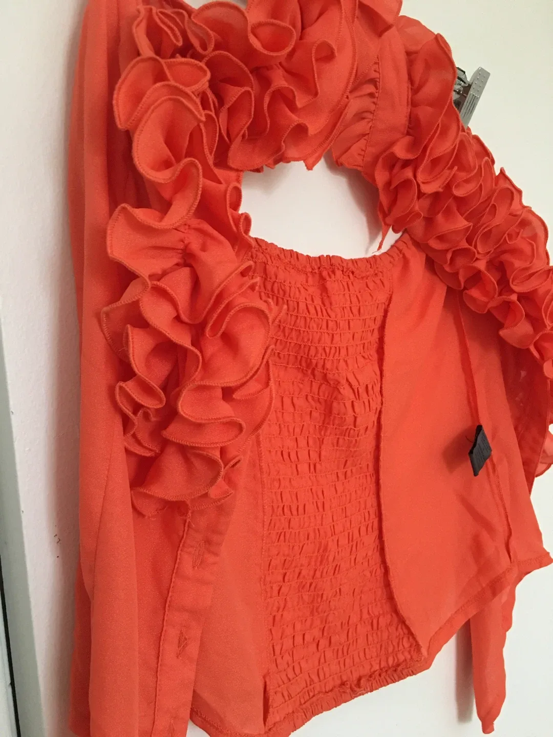 Coral Ruffle Halter Top - Size Small image indicator(3)