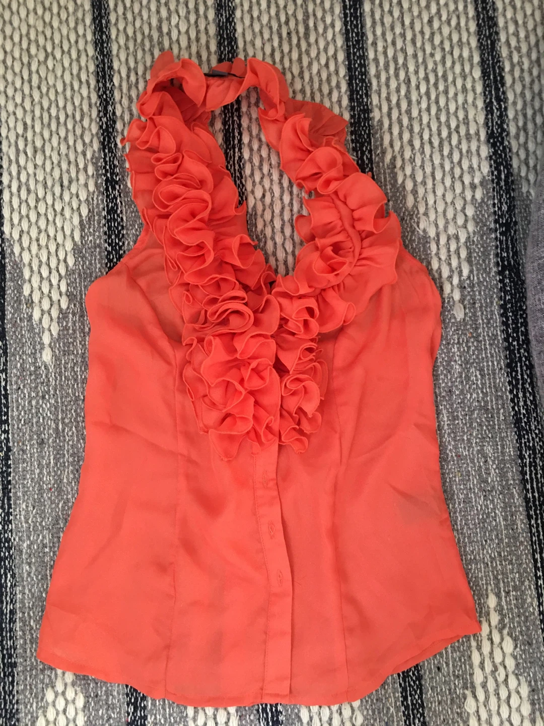 Coral Ruffle Halter Top - Size Small