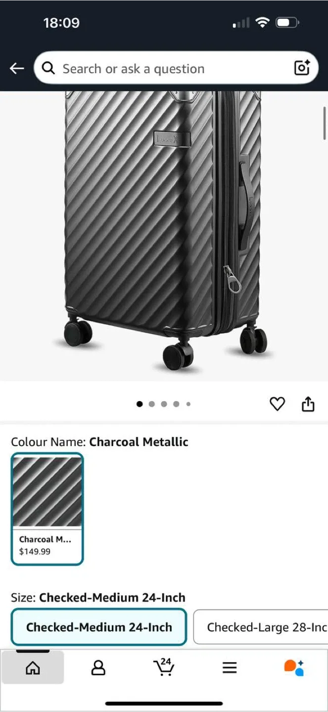 🧳 LUGGEX 24” Suitcase – Charcoal Metallic ✨ image indicator(5)