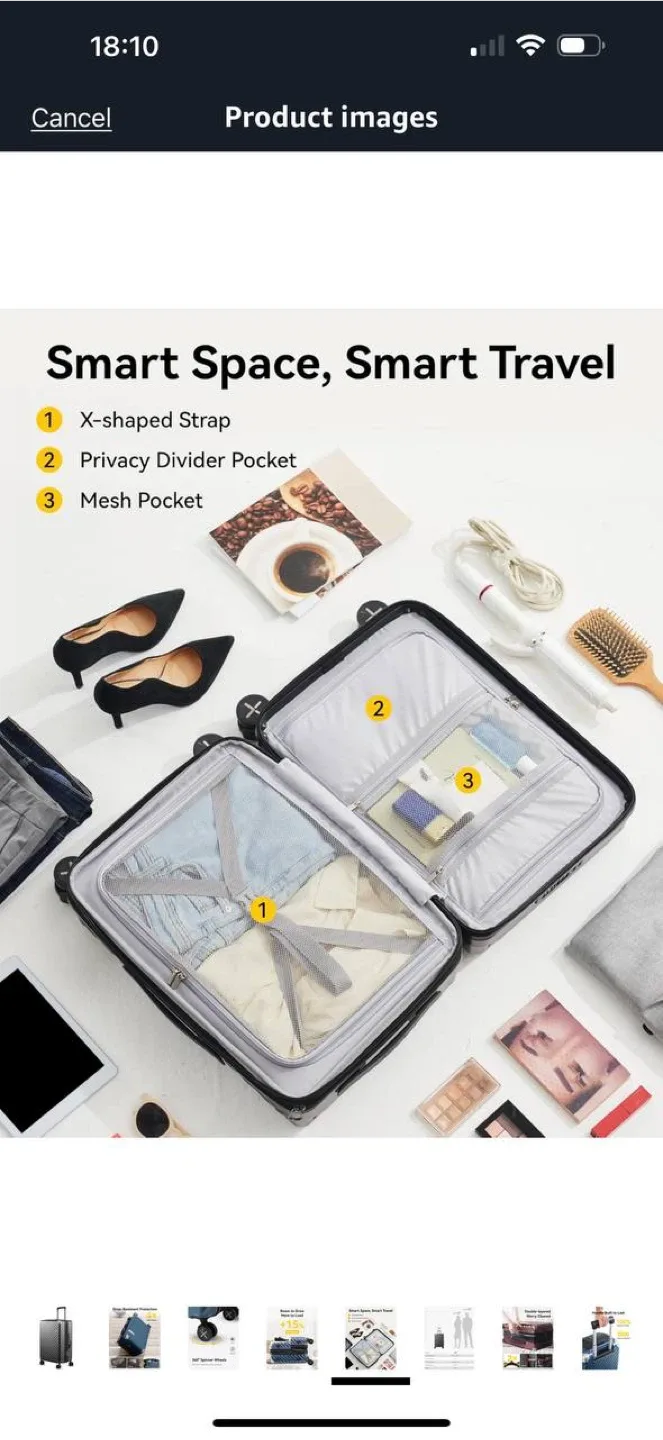 🧳 LUGGEX 24” Suitcase – Charcoal Metallic ✨ image indicator(7)