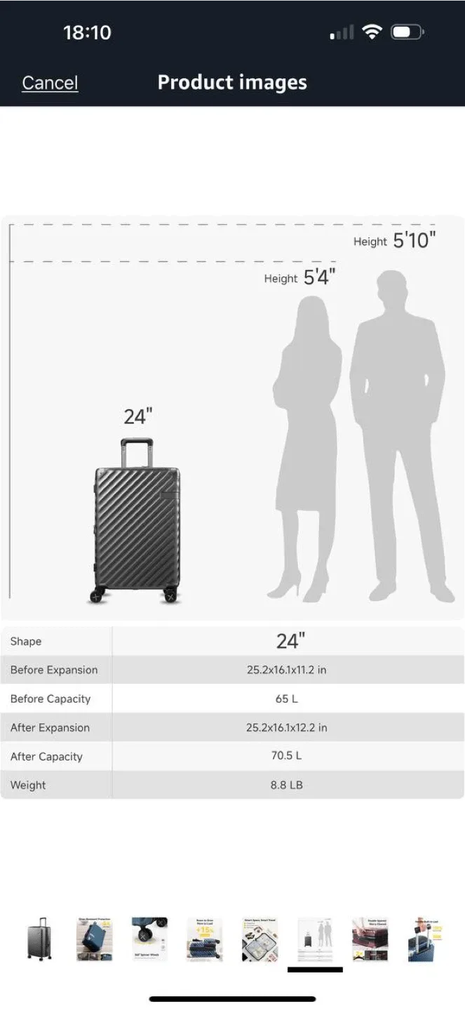 🧳 LUGGEX 24” Suitcase – Charcoal Metallic ✨ image indicator(8)