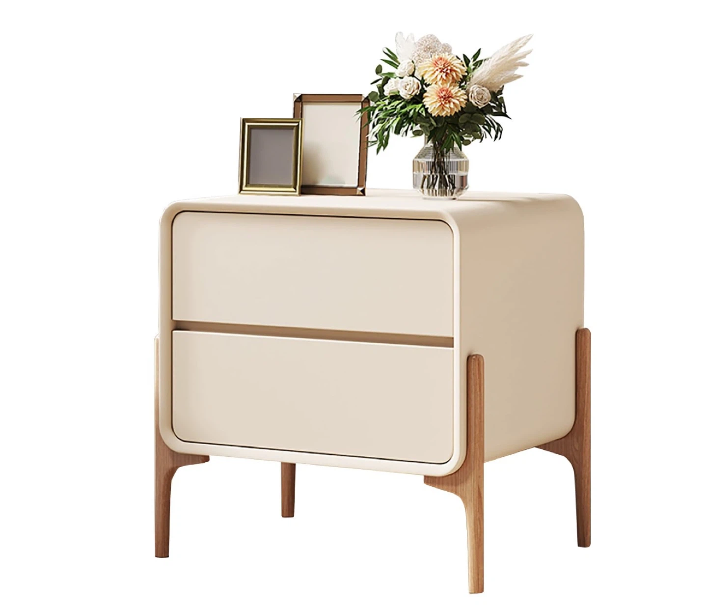 Modern White Nightstand with Drawers