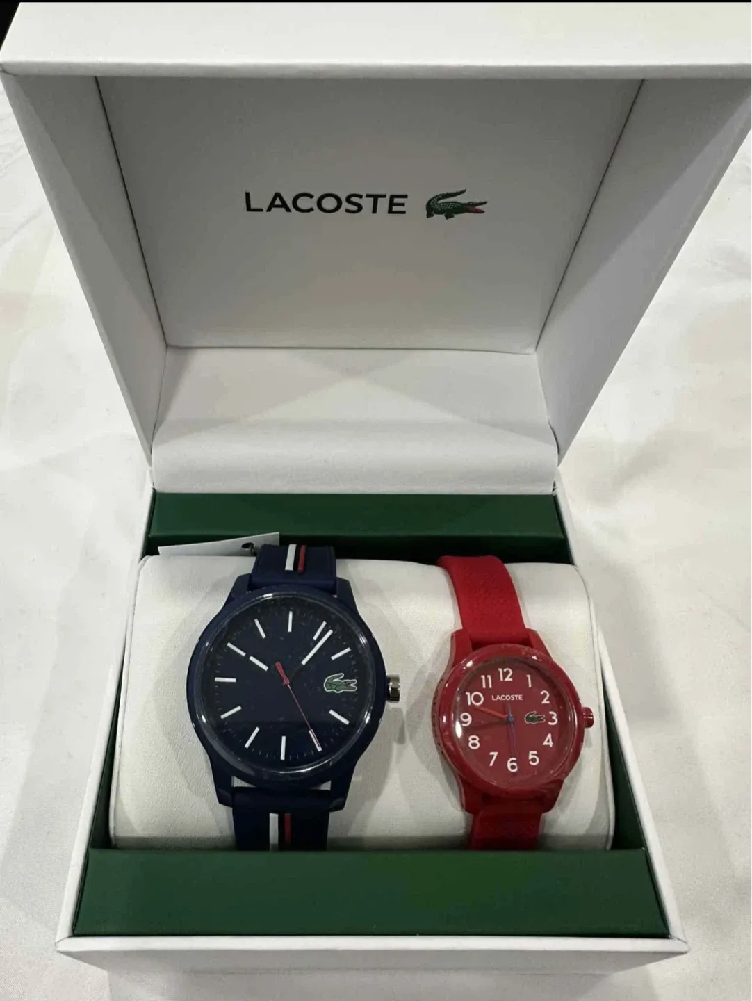 Lacoste Couples Watch Set - Blue & Red, New in Box!