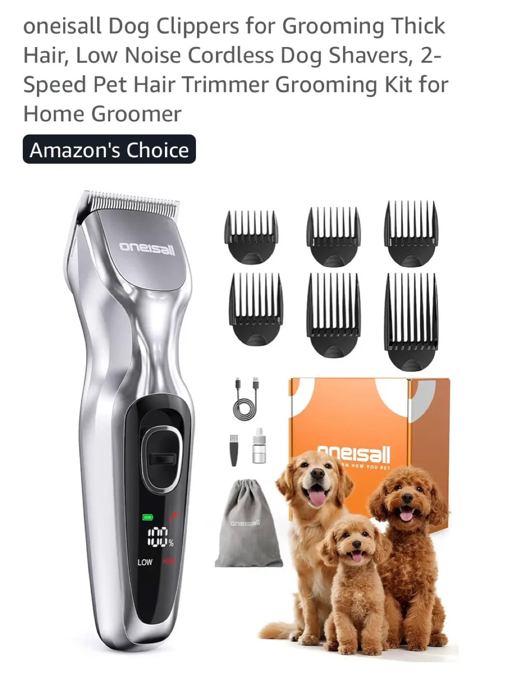 oneisall Dog Clippers Grooming Kit - Low Noise thumbnail