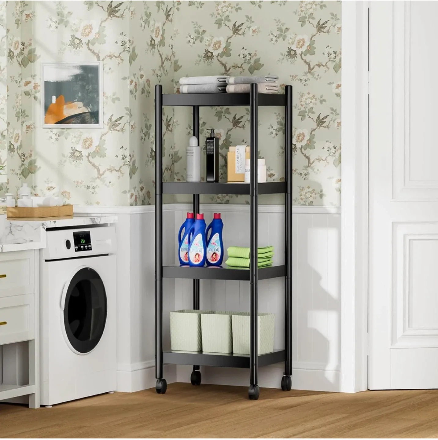 4-Tier Rolling Utility Cart - Black image indicator(3)