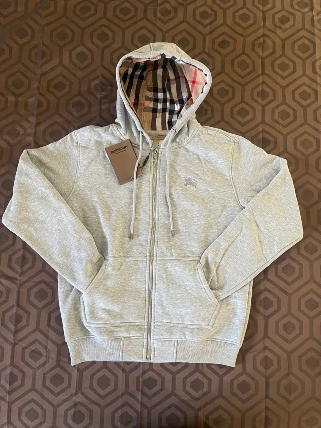 New Burberry Grey Hoodie Size M image indicator(2)