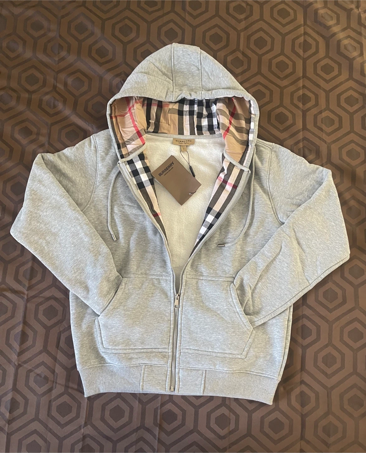 New Burberry Grey Hoodie Size M