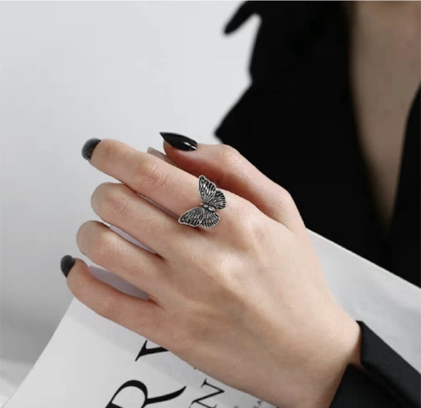 Retro Butterfly Open Ring - Adjustable Size S 925 - photo 3