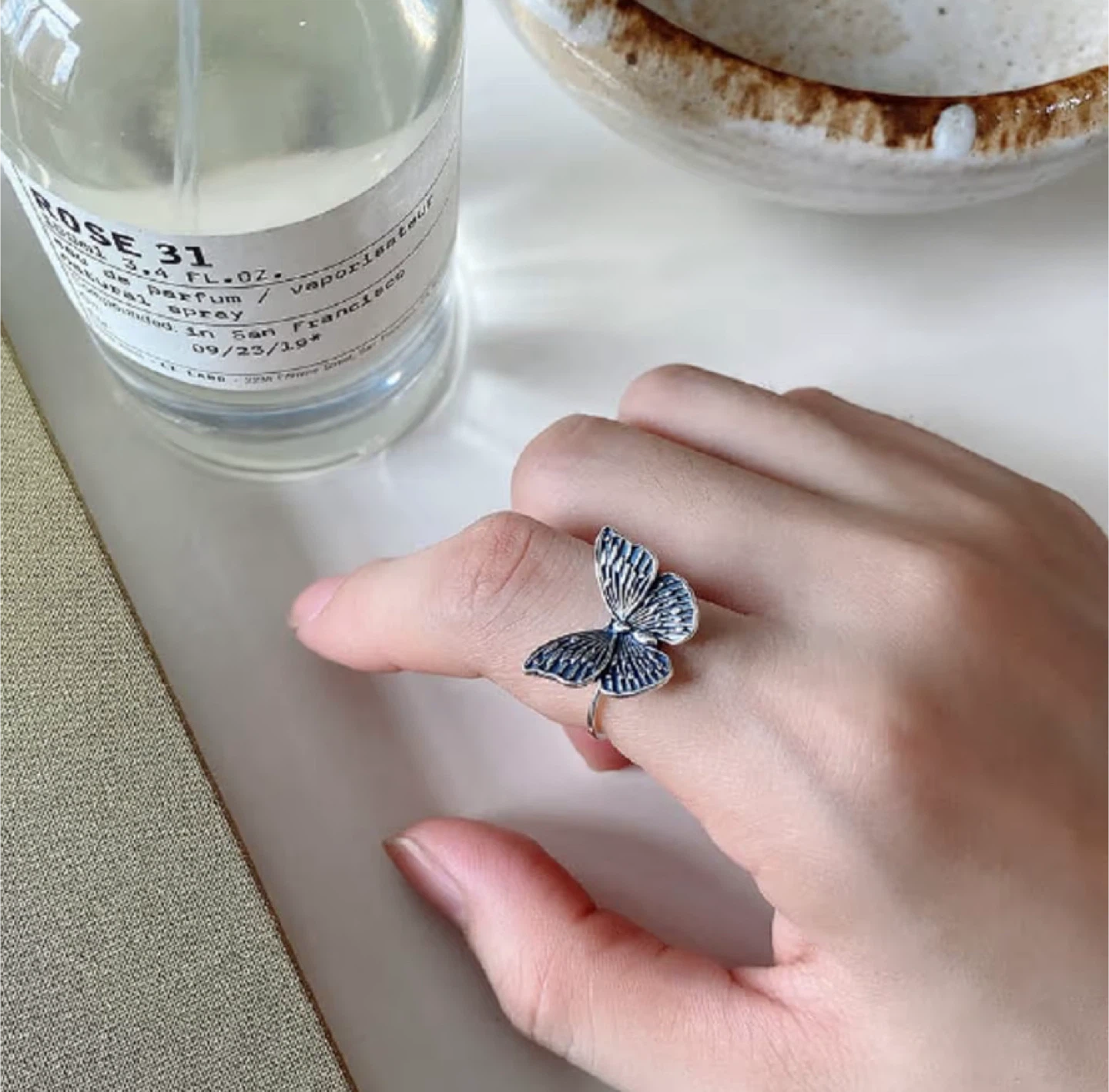 Retro Butterfly Open Ring - Adjustable Size S 925 - photo 2