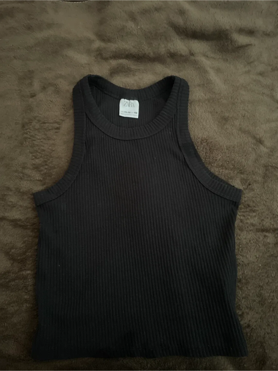 Zara Black Ribbed Tank Top Size 11-12 thumbnail