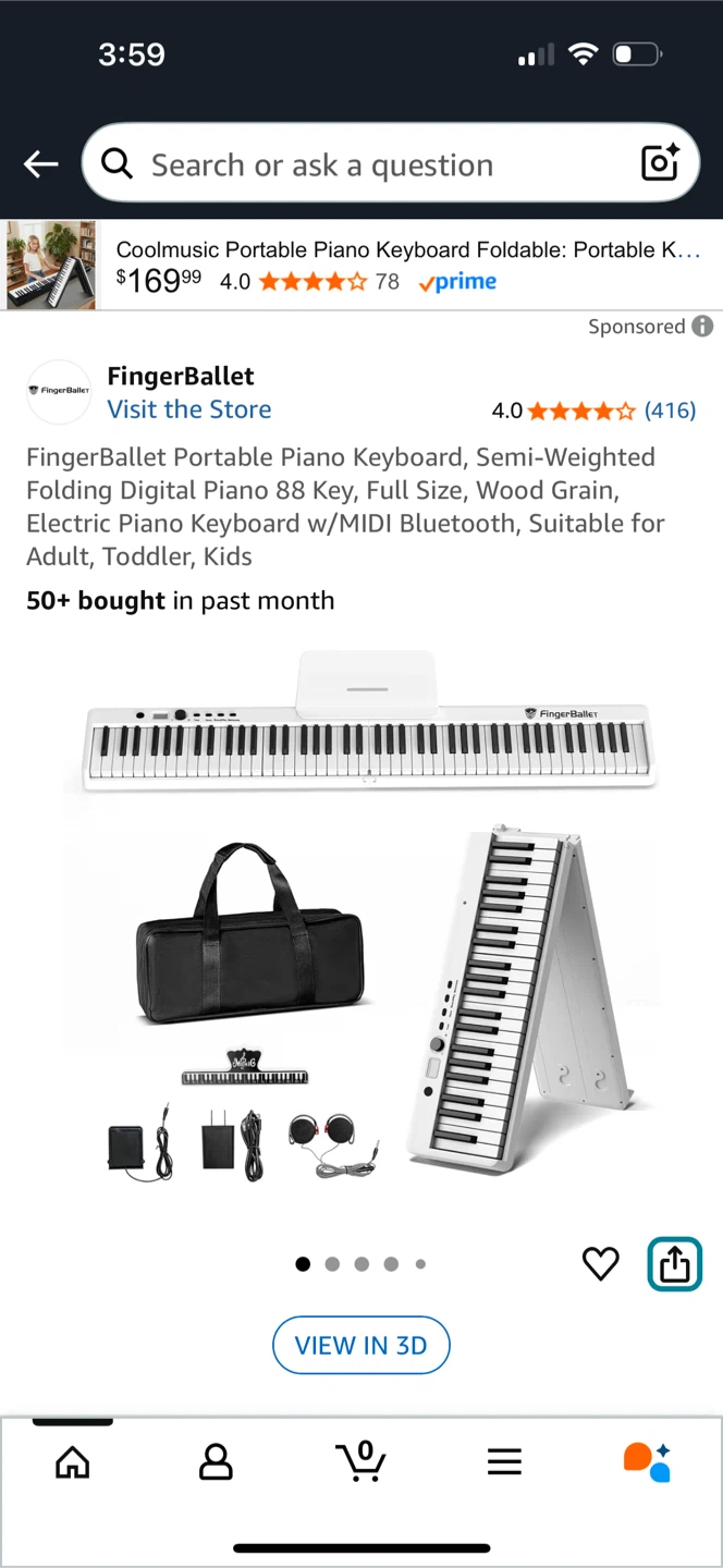 FingerBallet Portable Foldable 88 Key Piano