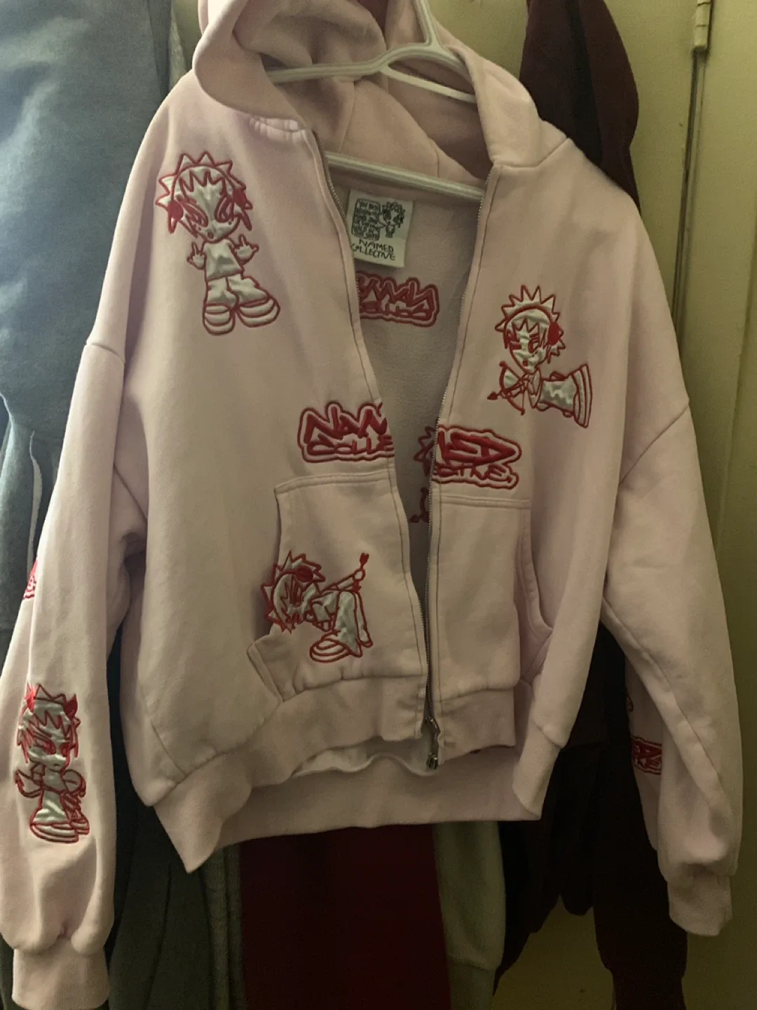 Named Collective Pink Embroidered Zip-Up Hoodie