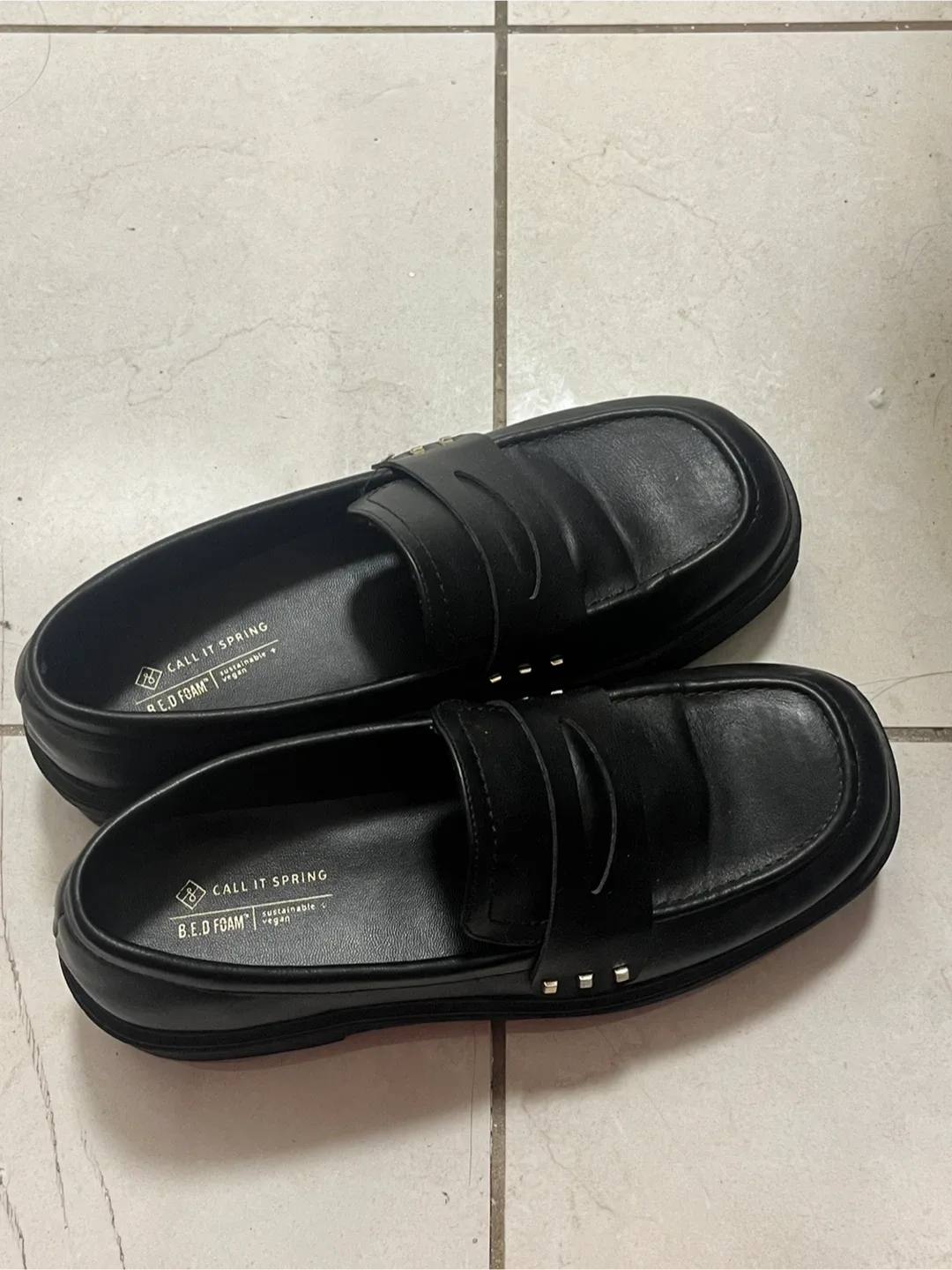 Call It Spring Black Vegan Loafers- size 7.5 thumbnail