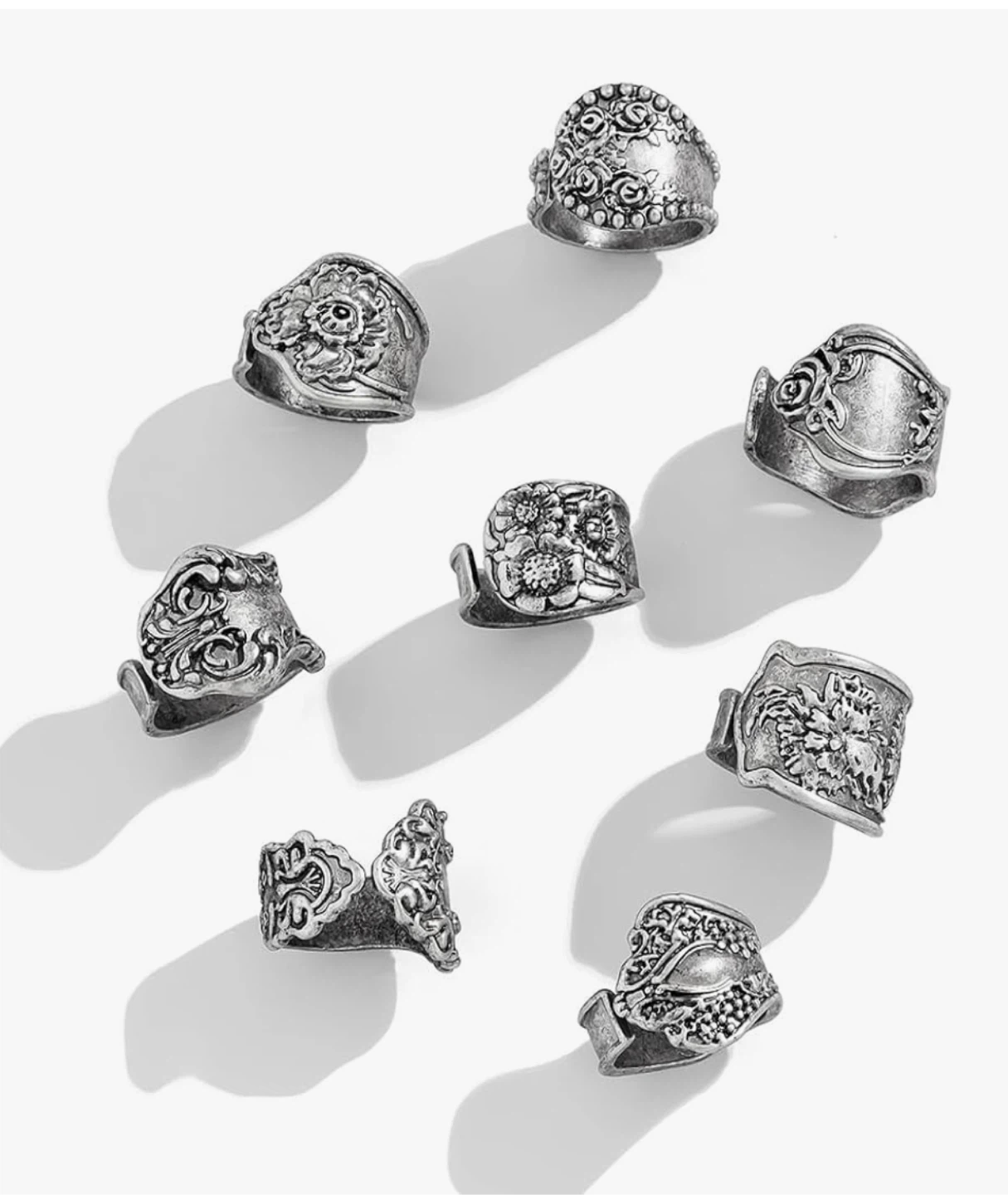 New Titayen Silver 8pcs Chunky Vintage Rings - photo 2