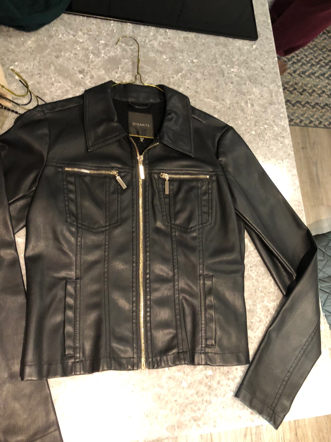 Dynamite Black Faux Leather Jacket - Size XS
