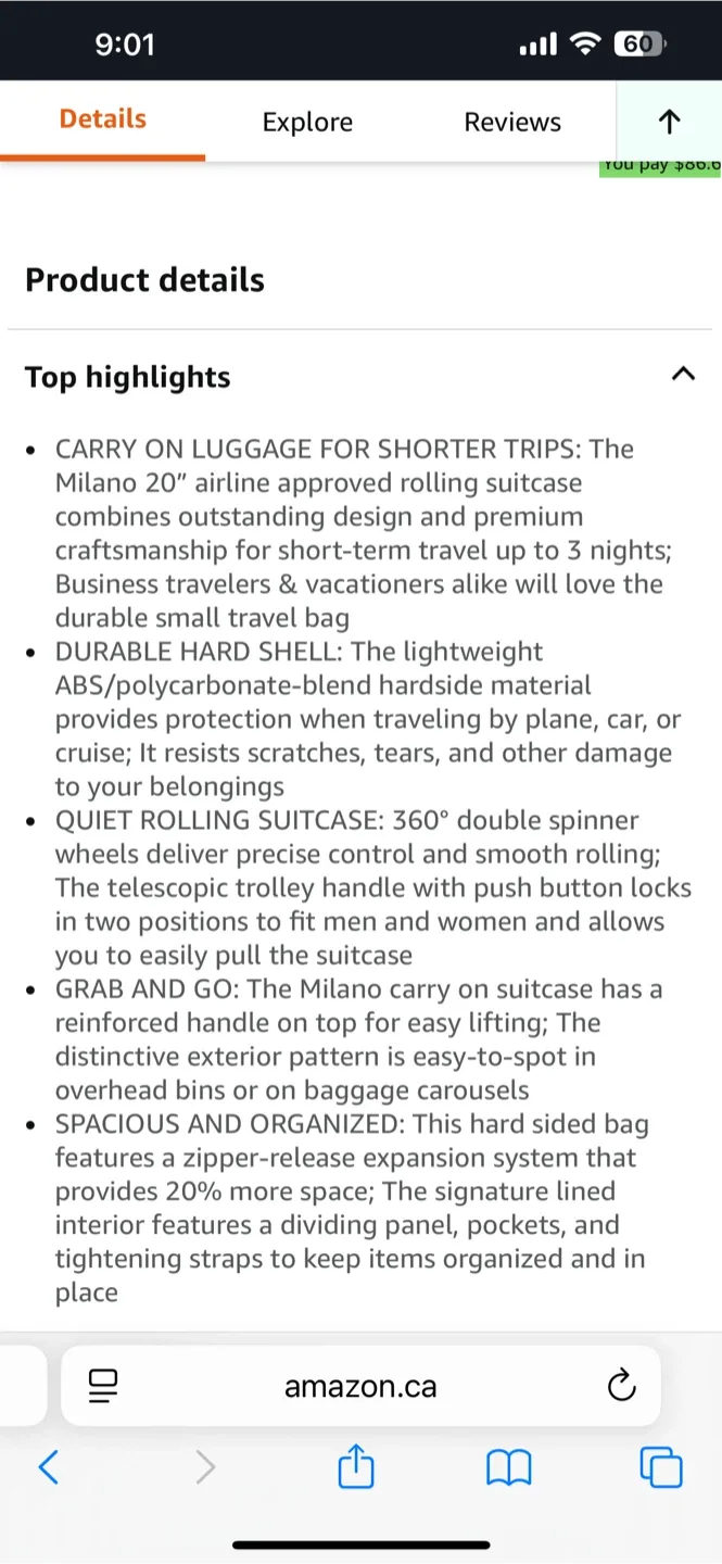 Bugatti Milano 20" Rose Gold Carry-On Suitcase image indicator(2)