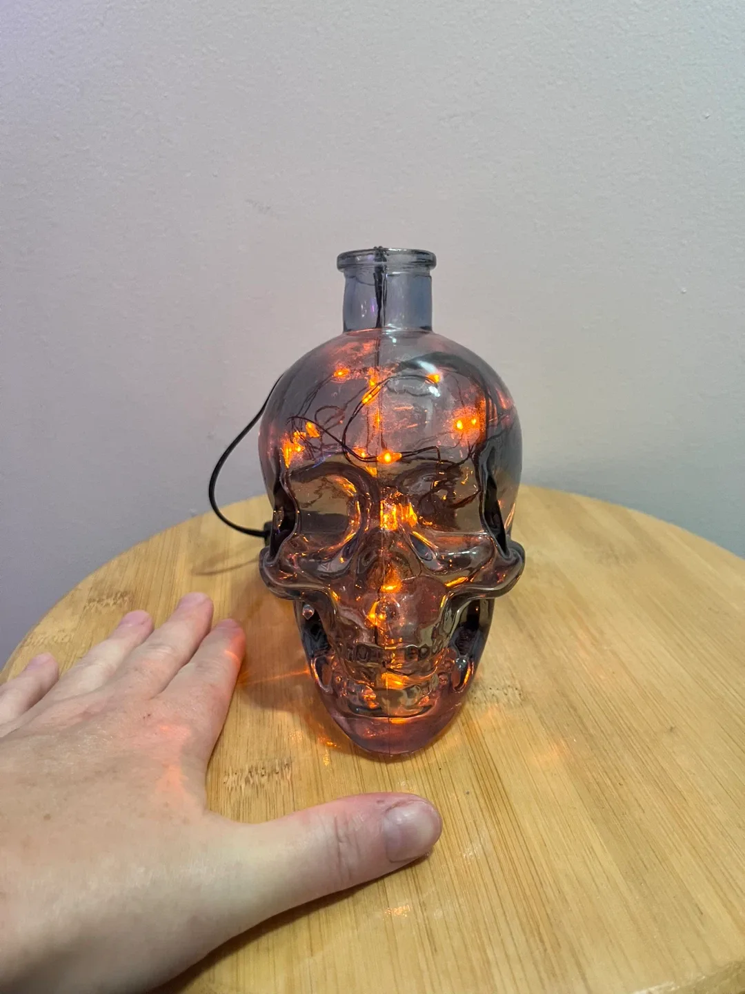 Skull Glass Bottle with Fairy Lights thumbnail