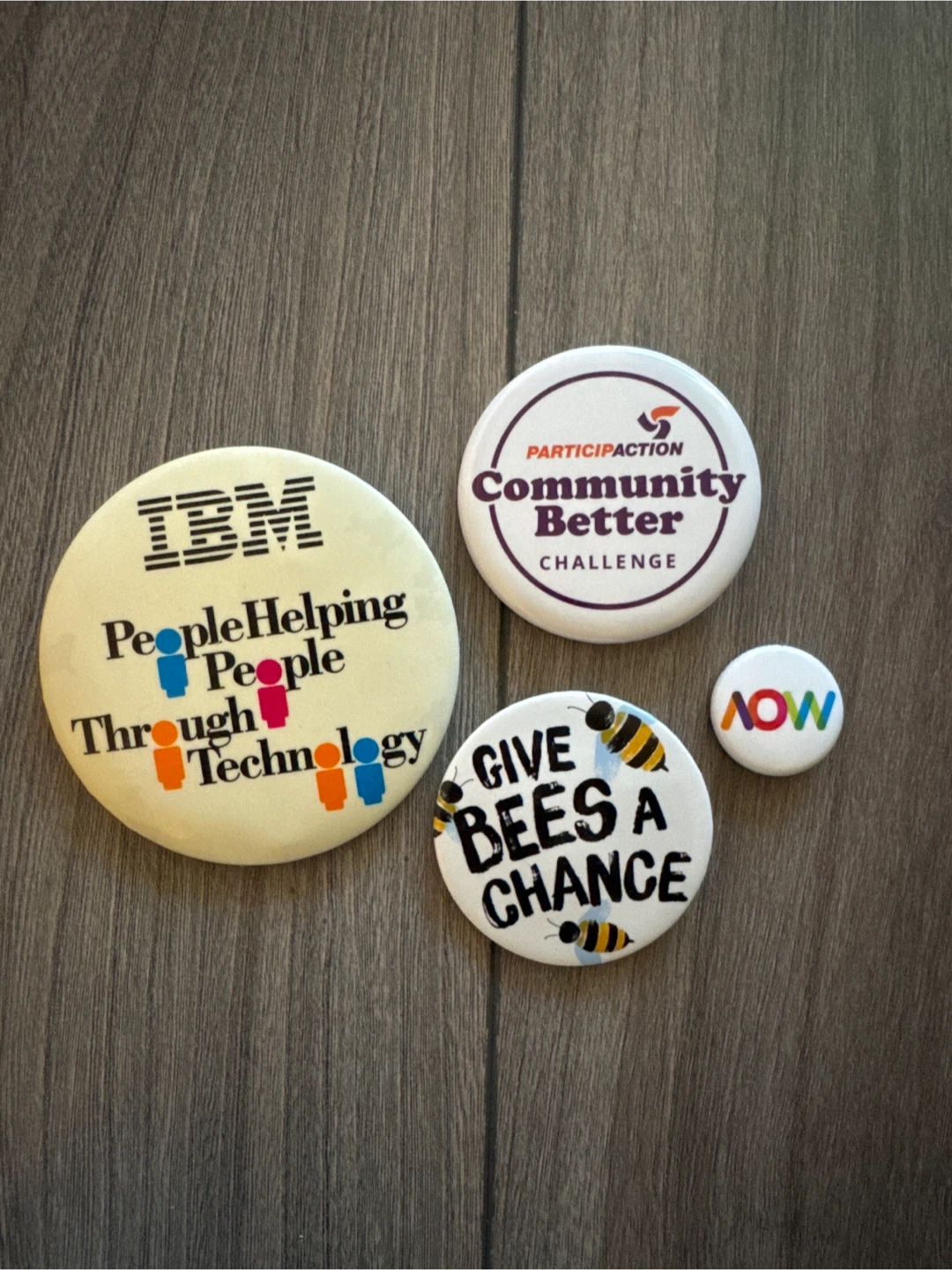 Assorted Pinback Buttons - IBM, Community Better, Bees