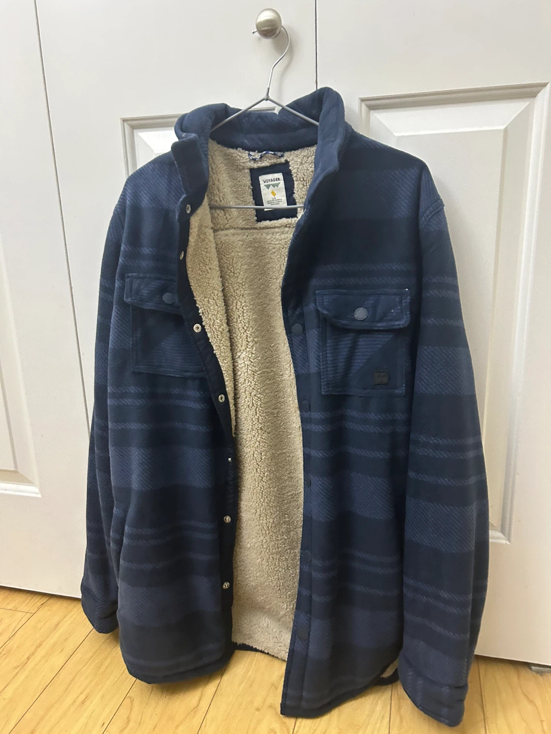 Voyager Blue Plaid Sherpa-Lined Shirt Jacket