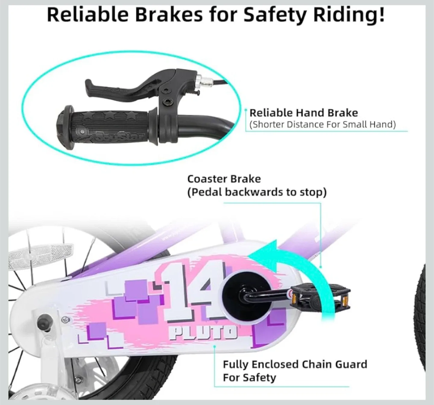 New JOYSTAR Pluto 14” Kids Bike with LED Training Wheels Purple image indicator(3)