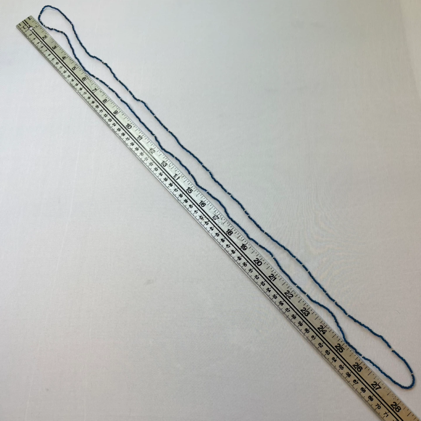 Vintage Slim Long Blue Seed Bead Single Strand Beaded Necklace - photo 3