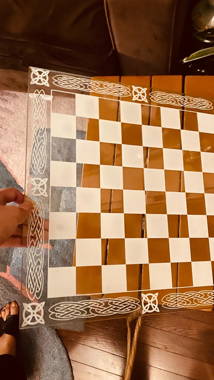 Vintage Glass Chessboard Table image indicator(2)