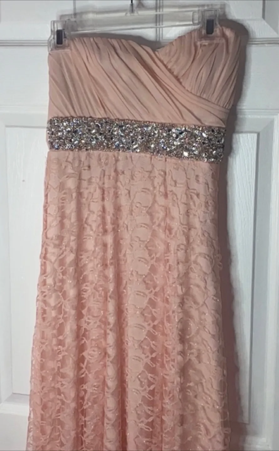 My Michelle Pink Sweetheart Lace Gown – Size 5 image indicator(4)