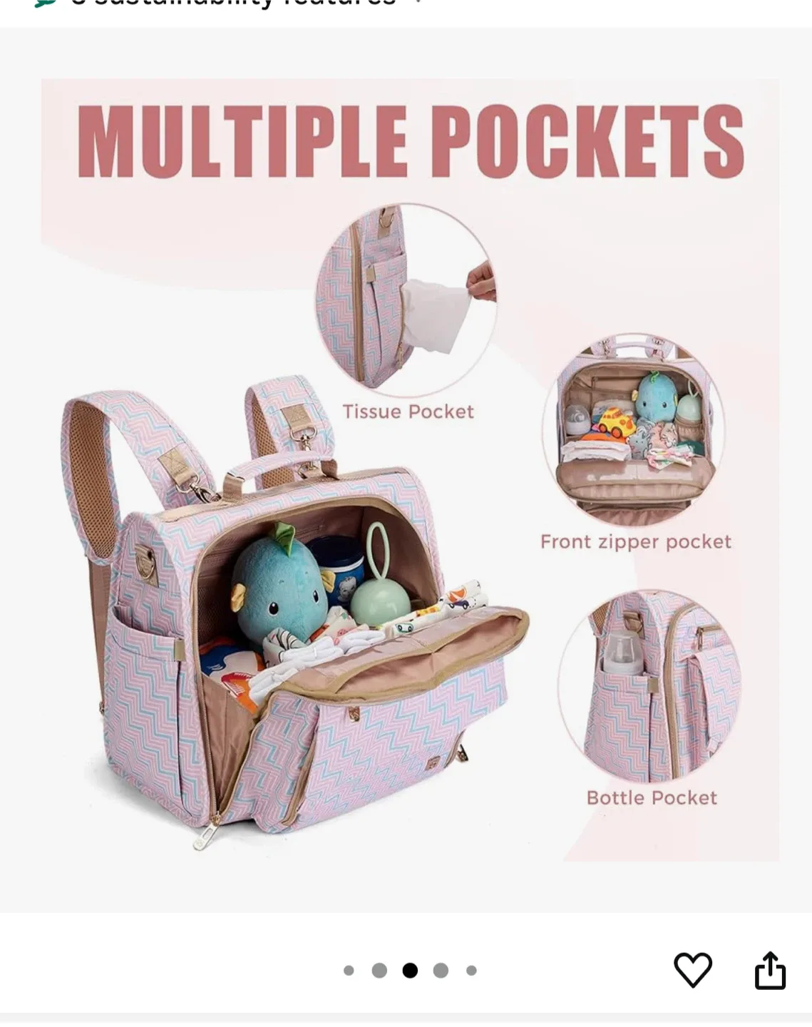 Chevron Pattern Diaper Bag Backpack image indicator(4)