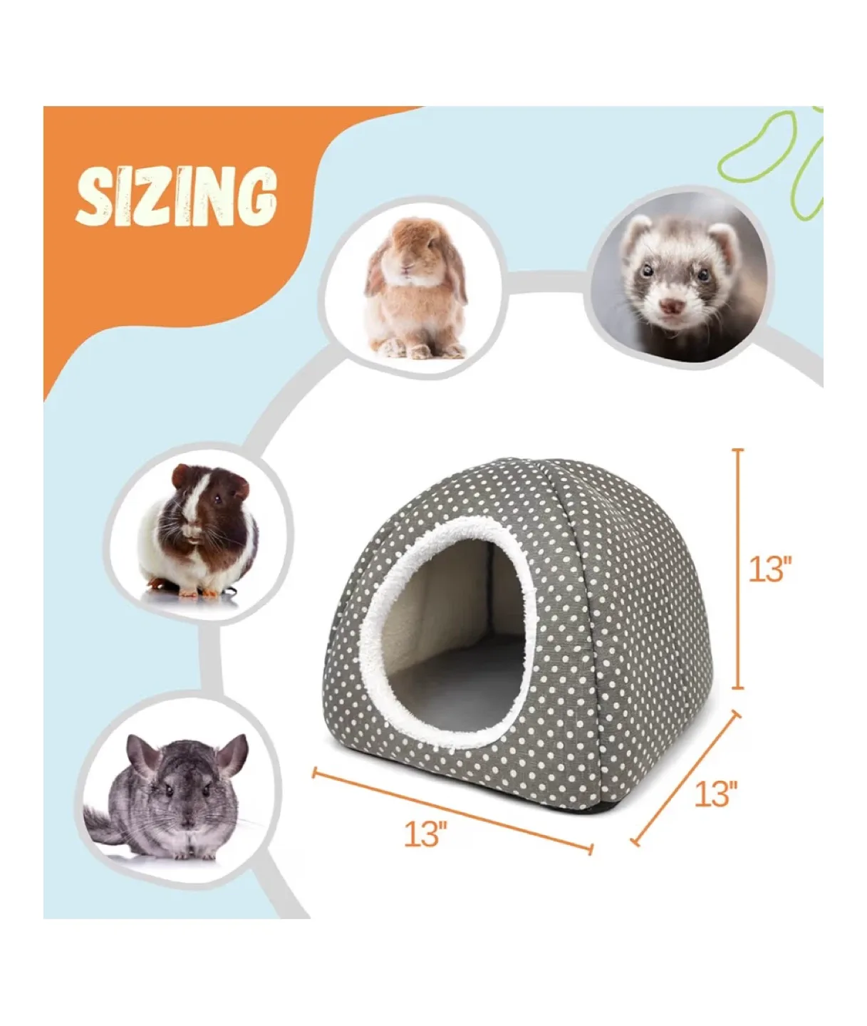 Grey Polka Dot Pet Cave Bed - 13" x 13" image indicator(2)
