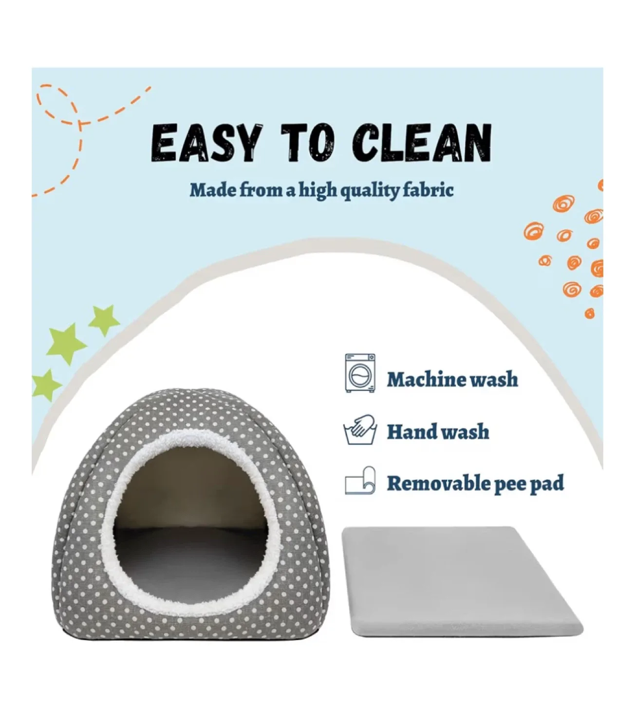 Grey Polka Dot Pet Cave Bed - 13" x 13" image indicator(4)