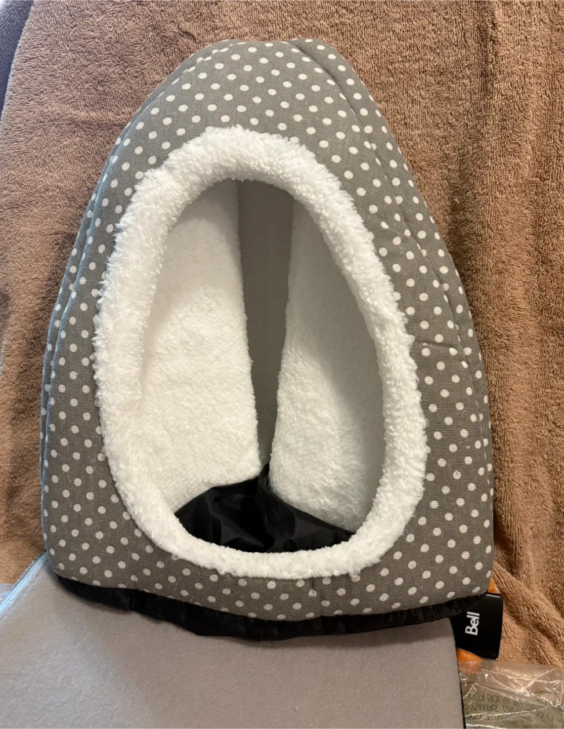 Grey Polka Dot Pet Cave Bed - 13" x 13" image indicator(6)