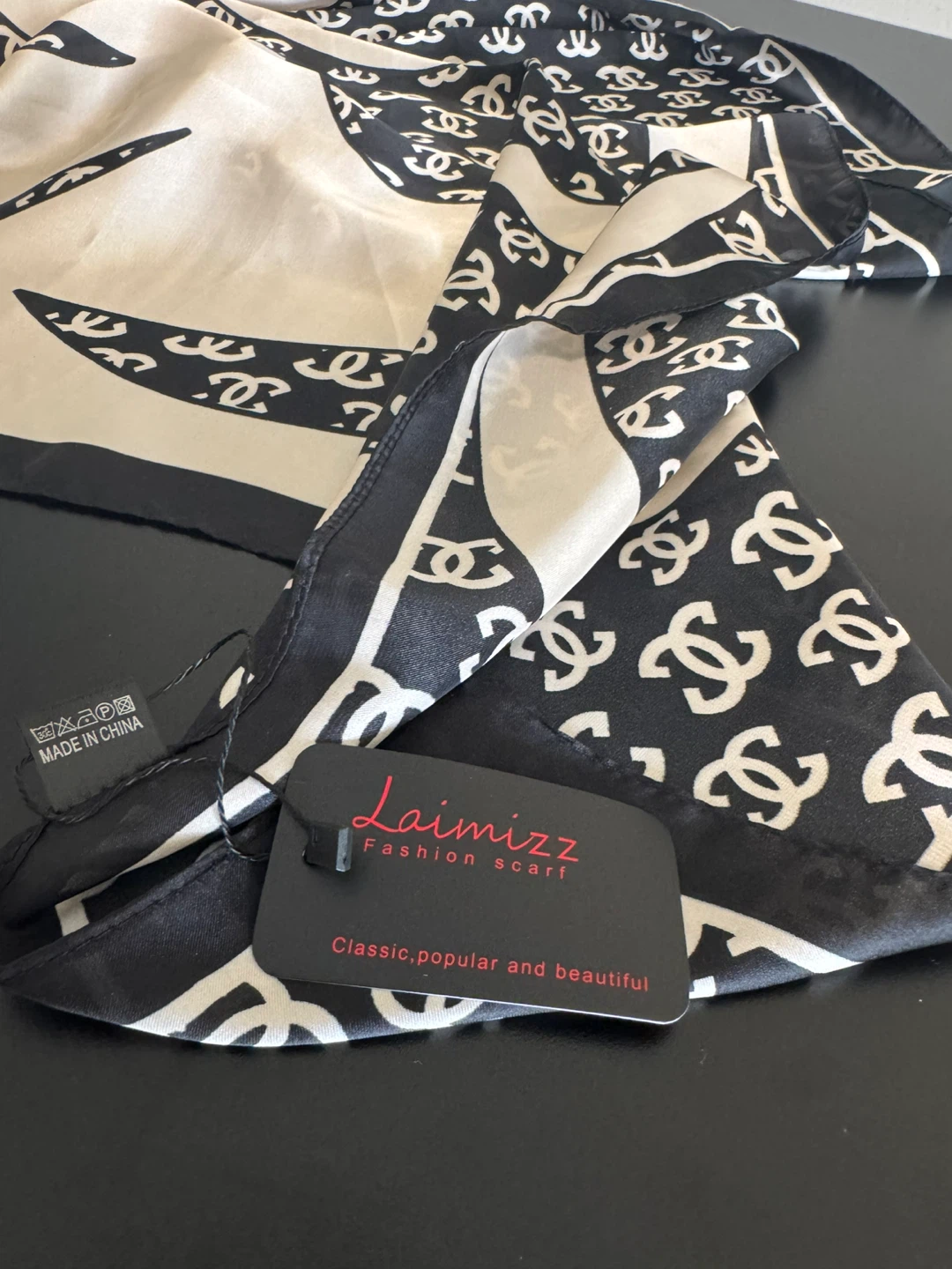 Laimizz Fashion Scarf - Classic Black & Beige - photo 3