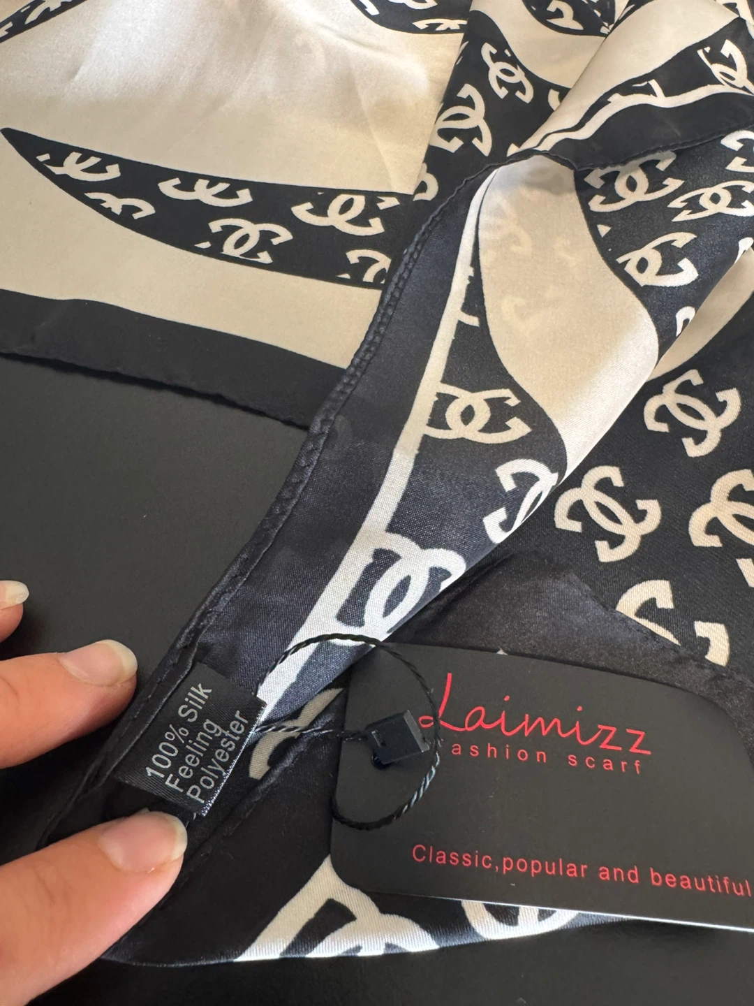 Laimizz Fashion Scarf - Classic Black & Beige - photo 5