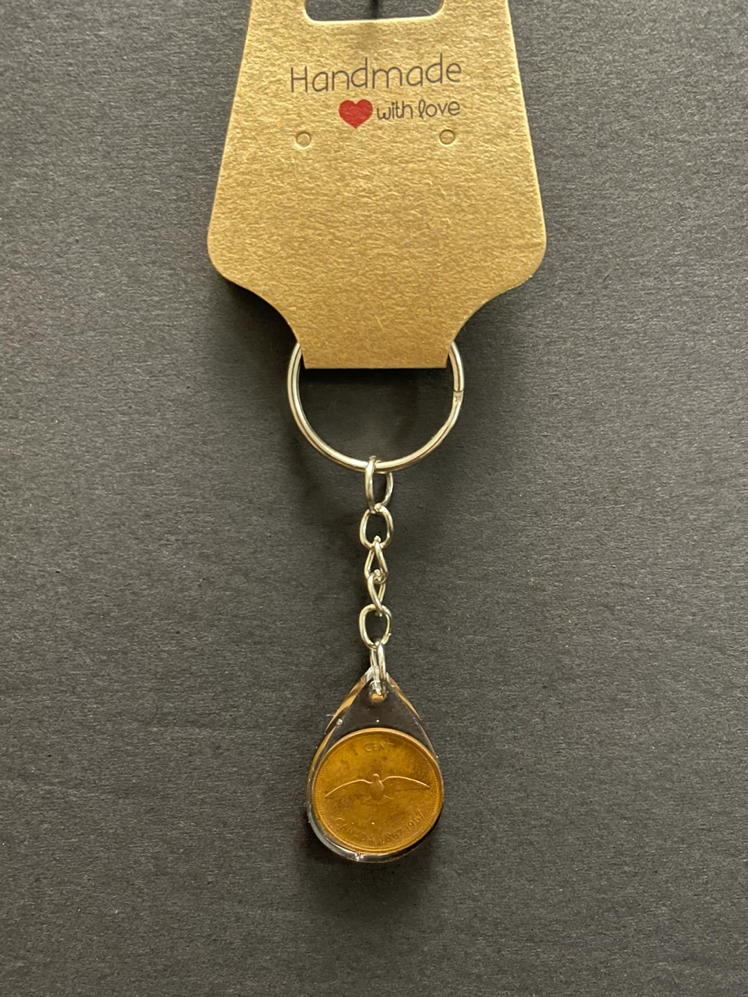 Handmade 1 cent coin keychain 🏆 - photo 3