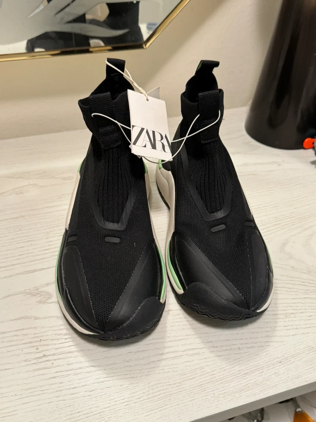 Zara Black Knit High Top Sneakers image indicator(2)