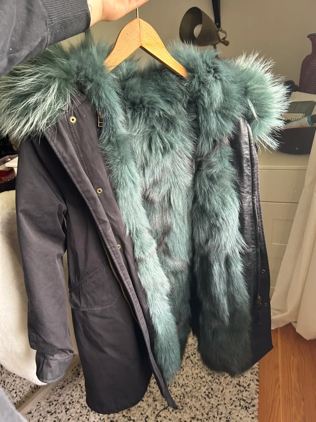 Real rabbit fur coat size medium thumbnail