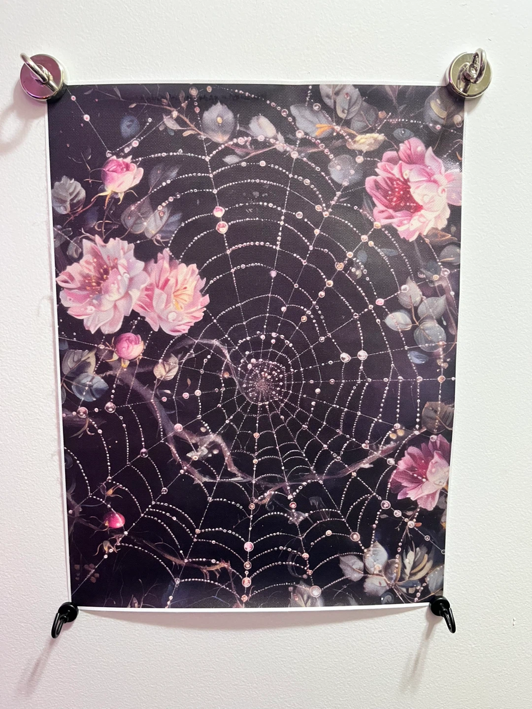 Gothic Floral Spiderweb Art Print Canvas