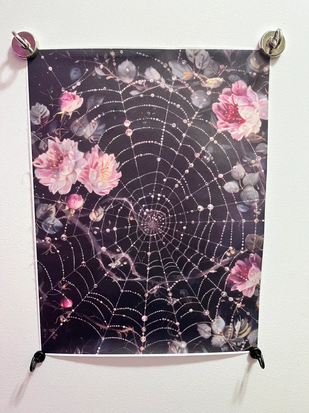 Gothic Floral Spiderweb Art Print Canvas thumbnail