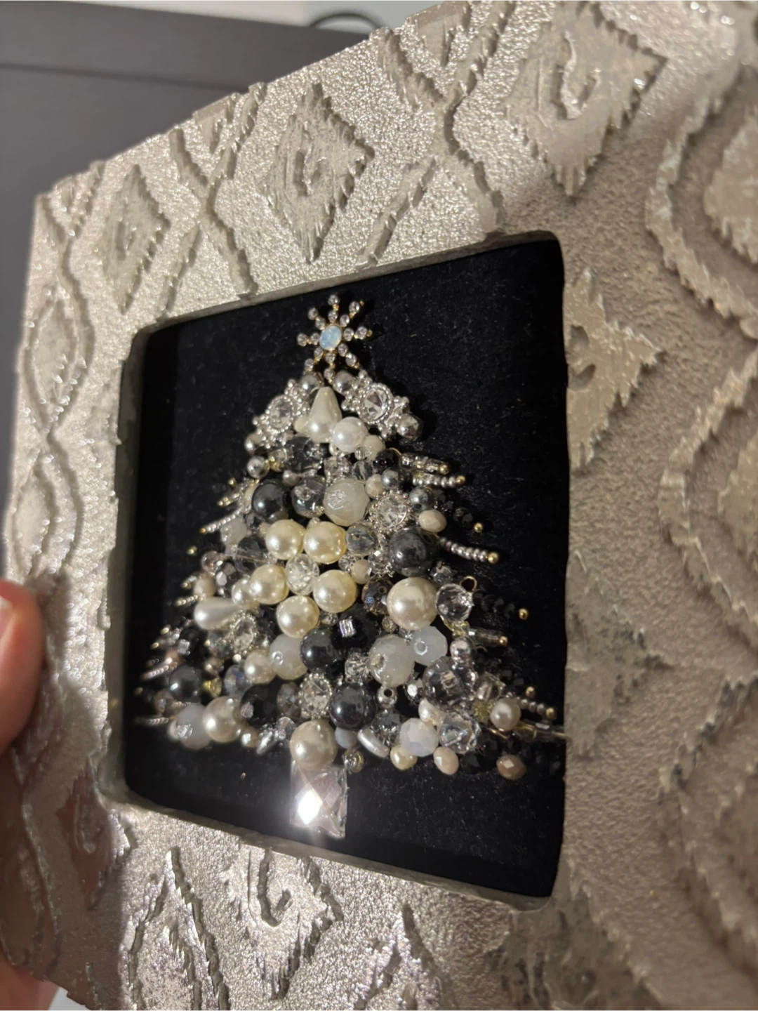 Framed Beaded Christmas Tree Art - photo 5