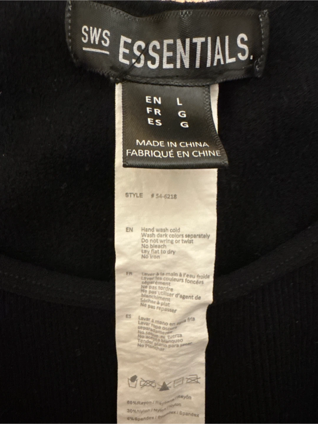 SWS Essentials Black Tank Top - Size L - photo 2