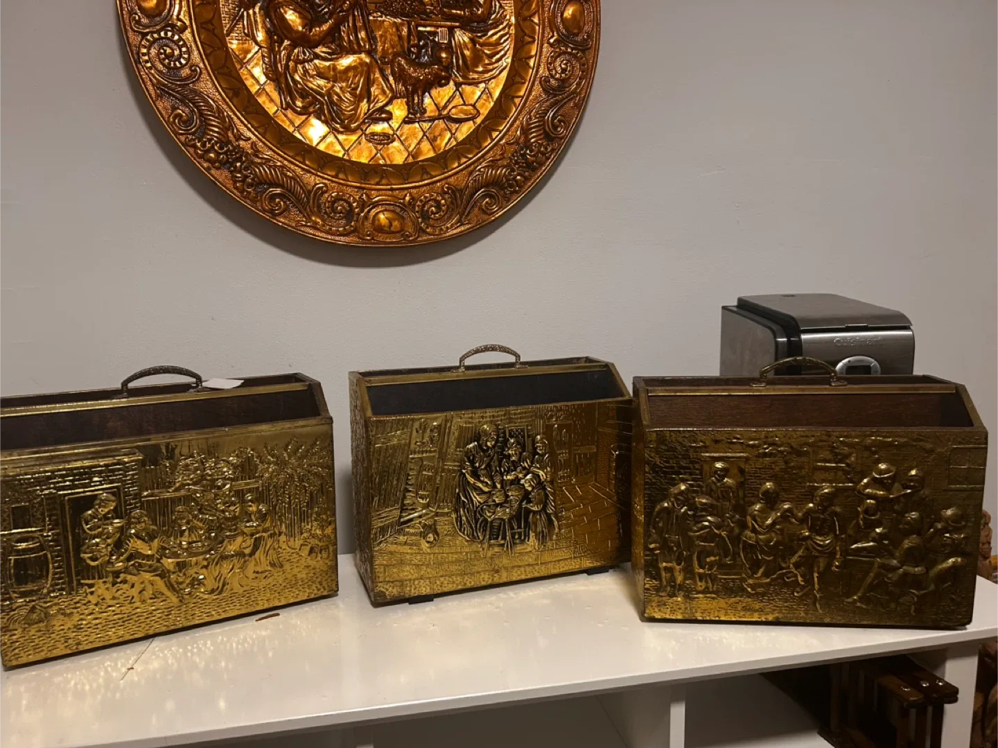 Vintage Brass Magazine Holders - Set of 3 image indicator(3)