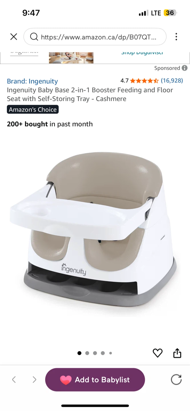 New Ingenuity Baby Chair 2-in-1 Booster Seat - Cashmere