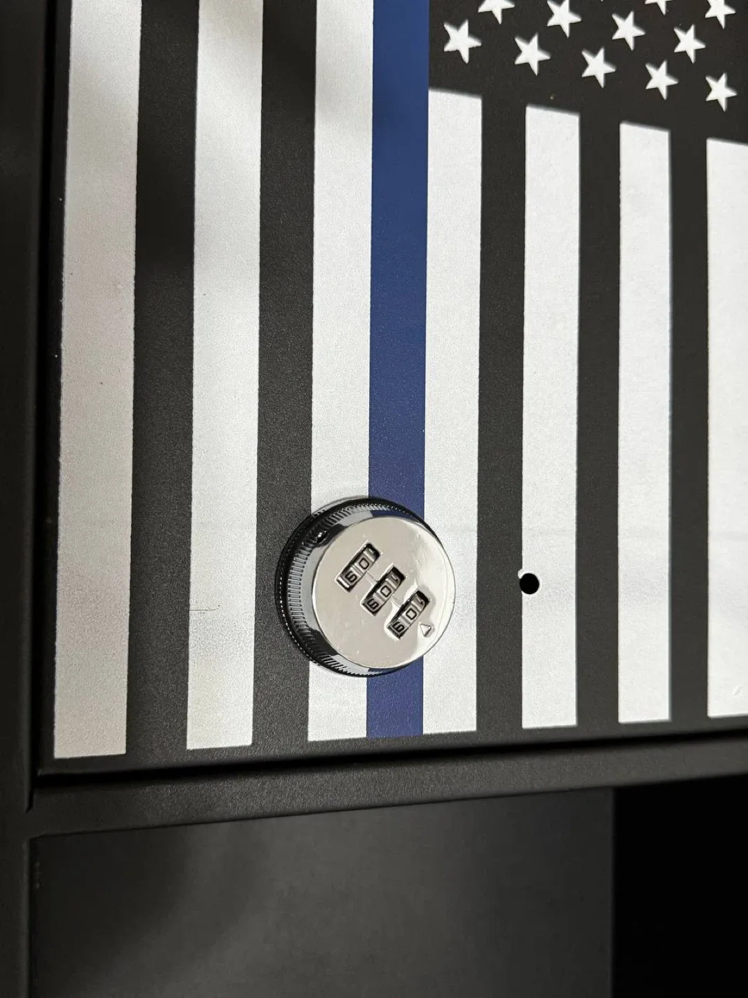 🖤 Wall Mounted Gun Safe Cabinet – Thin Blue Line Flag | 36”x12” image indicator(3)